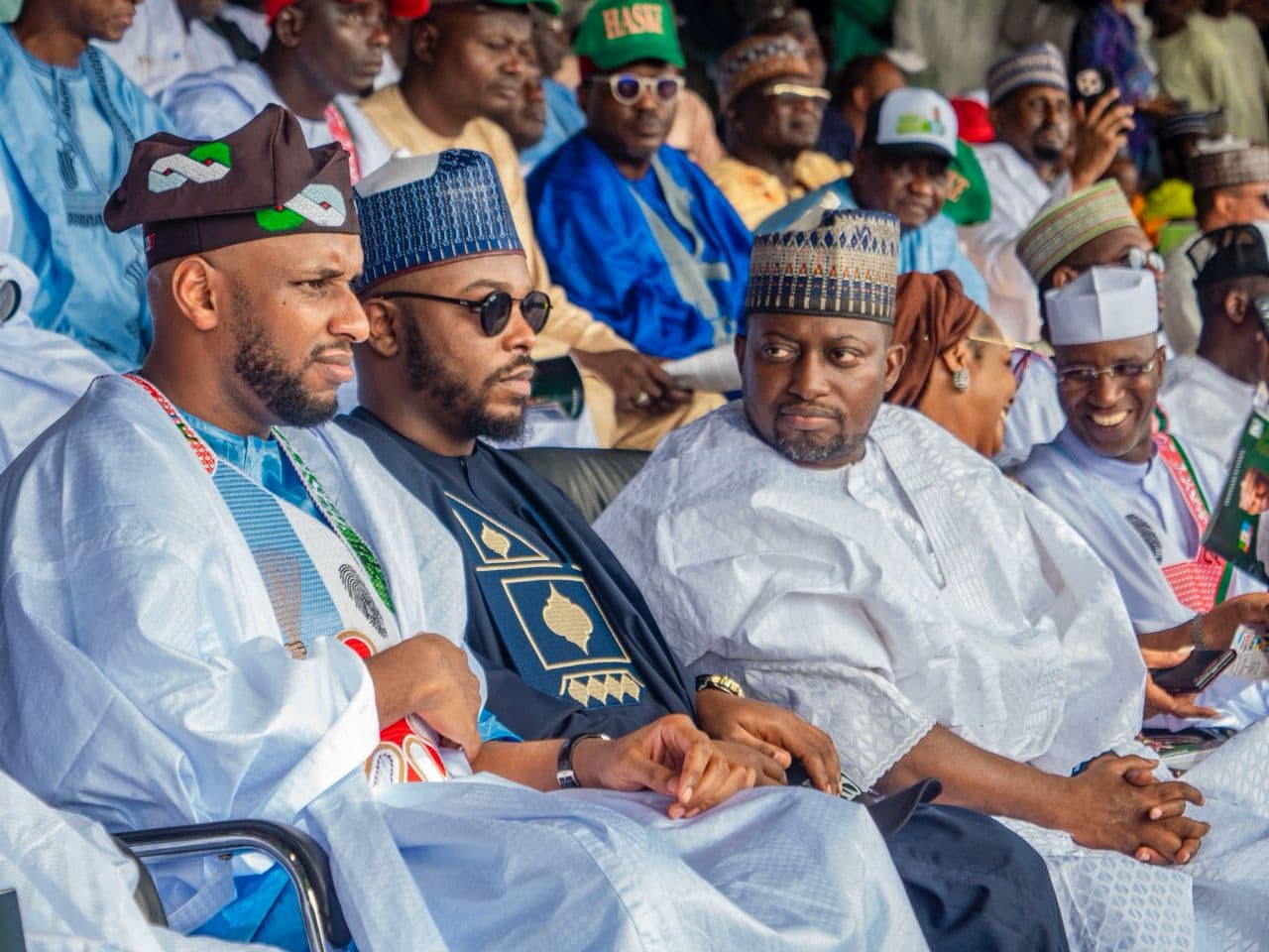 Party dignitaries and community stakeholders on stage in Yola